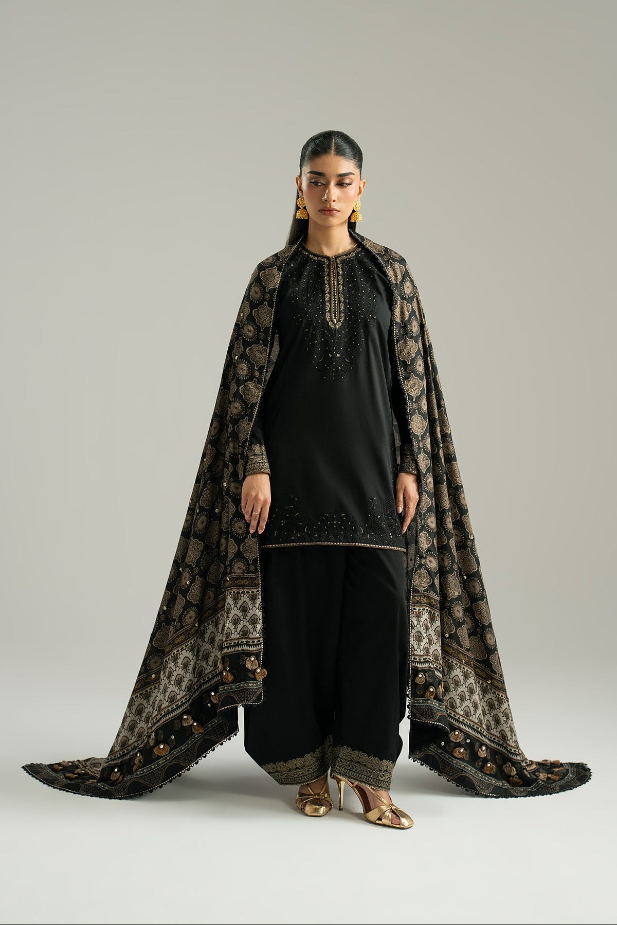 Eclipse Set back view — cutwork embroidered back neckline with organza