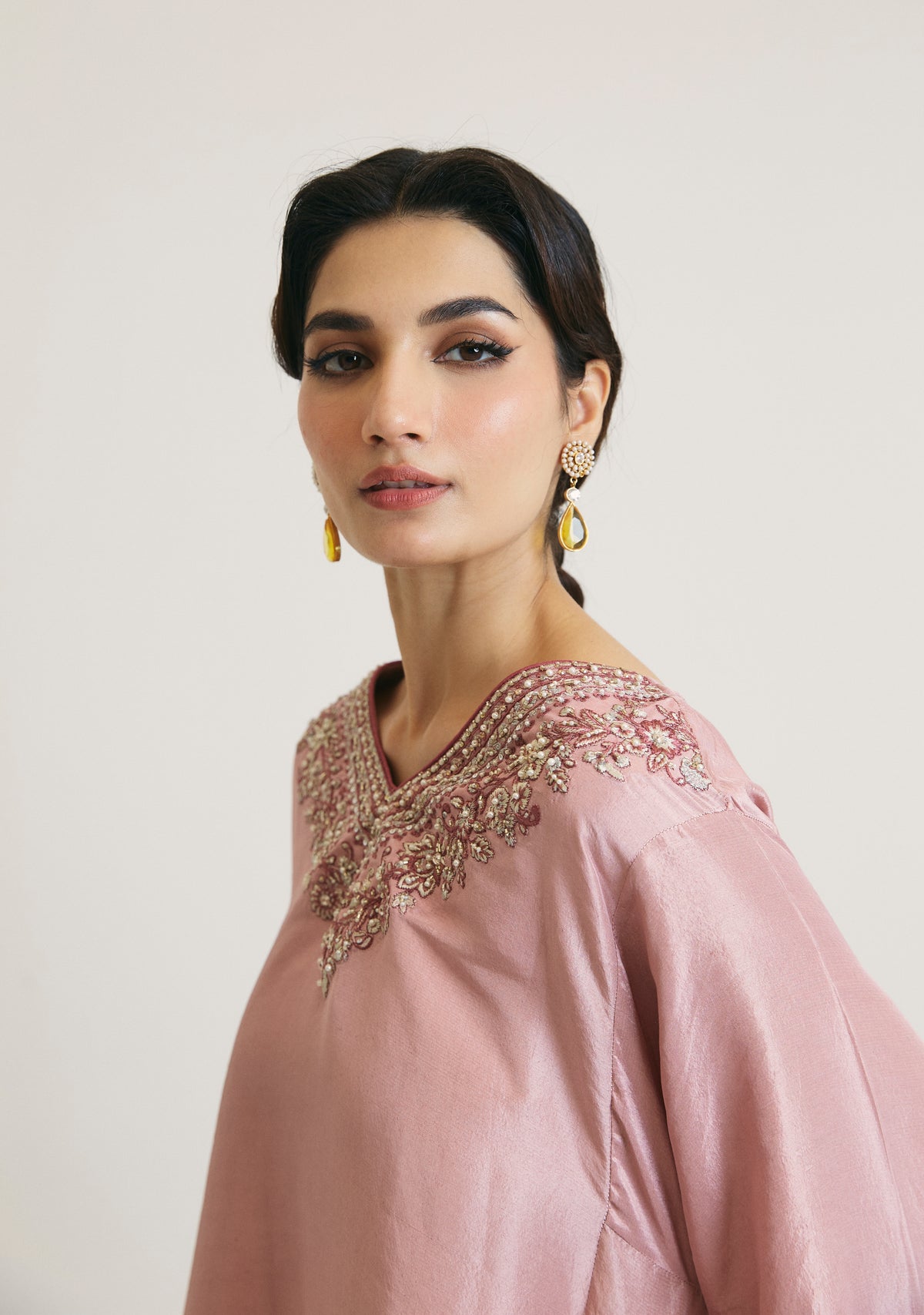 Elegant mauve silk kurta set women festive wear outfit