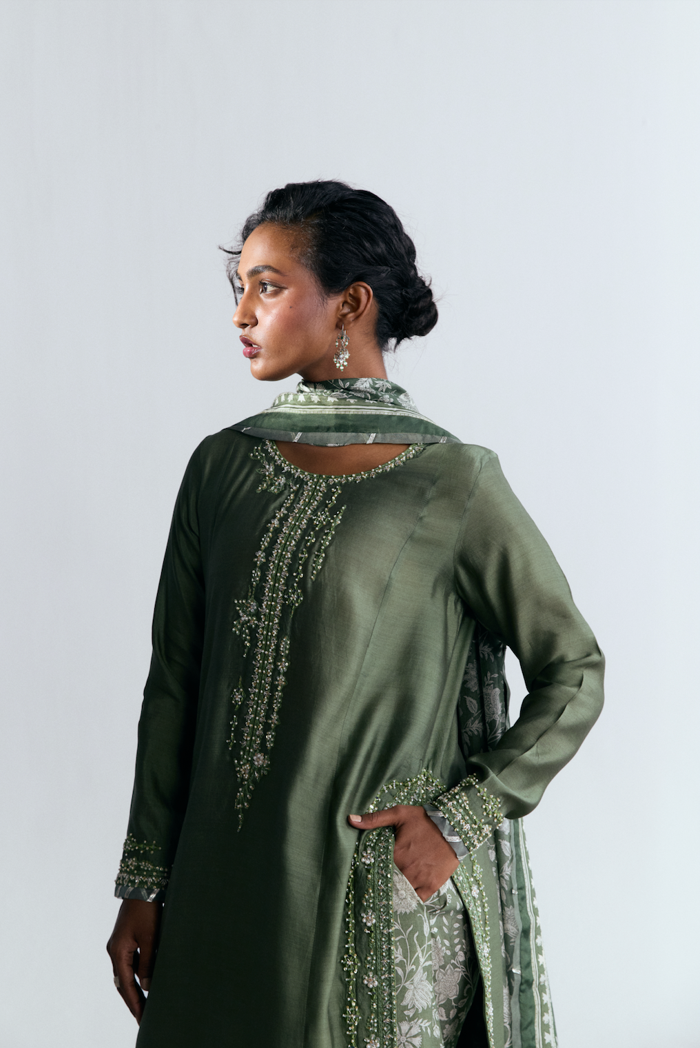 Luxury Pakistani silk kameez wide leg pants formal outfit