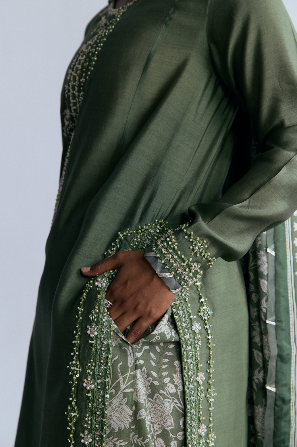 Elegant silk ethnic wear three panel kameez suit for women