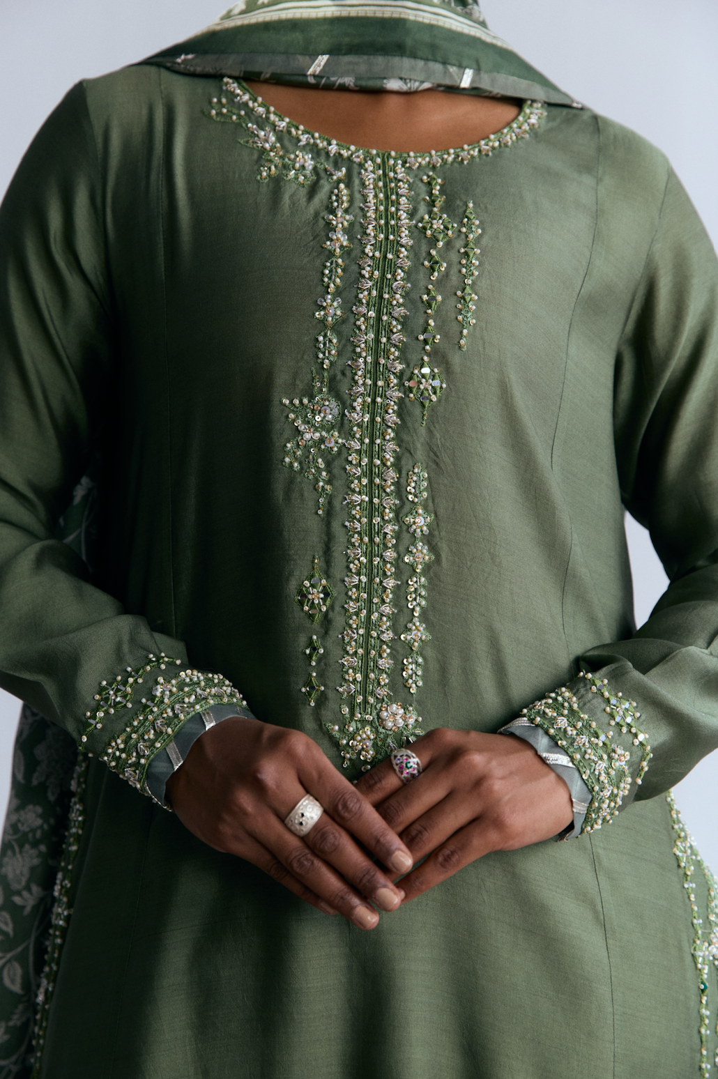 Premium silk traditional outfit with embroidered detailing and dupatta