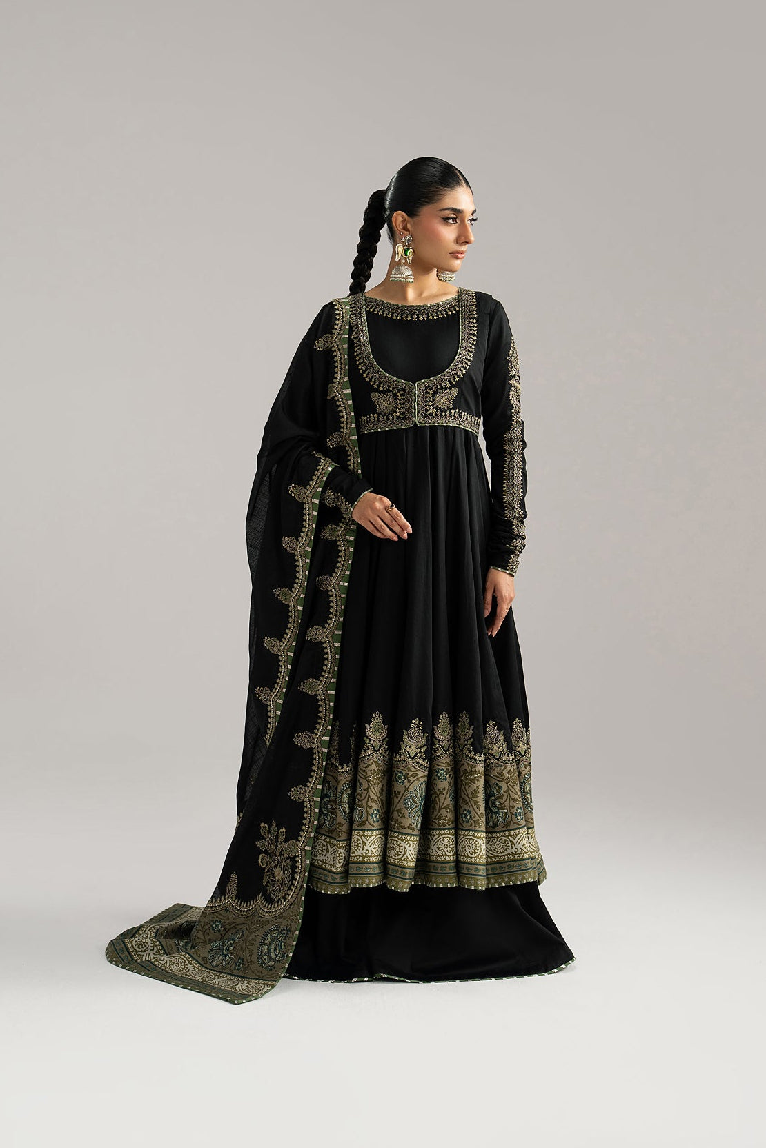 Sunstone Set — Embroidered Pima Cotton Pakistani Anarkali