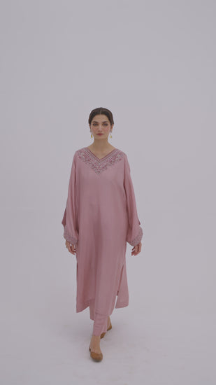 Pakistani designer phiran suit raw silk formal wear for women